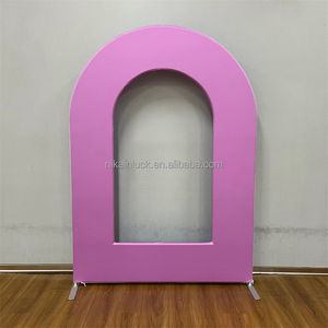 Couverture <span class=keywords><strong>d</strong></span>'arche de mariage NIKA Matte Spandex Fitted pour support de toile de fond <span class=keywords><strong>Chiara</strong></span> Round Top - Product Image 3