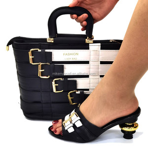 Sac à Main Femme et Chaussures Compensées Assorties en Cuir PU à Talon Haut Guangzhou 2025 pour Filles et Femmes - Product Image 1