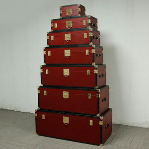 Bauletto vintage in legno e pelle <span class=keywords><strong>grande</strong></span> <span class=keywords><strong>valigia</strong></span> per la decorazione domestica di stoccaggio di nozze - Product Image 2