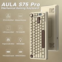 Clavier mécanique ergonomique AULA S75 Pro 68 touches, filaire et sans fil 2.4G, trois modes, personnalisable, en plastique dégradé, rétroéclairage RGB, Type-C - Vente en gros