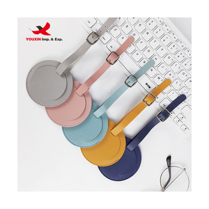 Étiquette de bagage ronde en cuir PU souple, couleurs unies, légère et simple, très vendue - Product Image 1