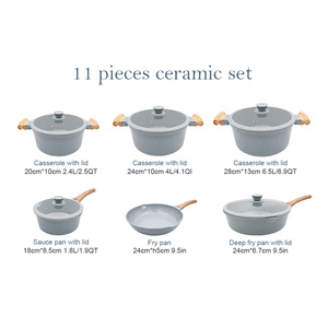 Ensemble de casseroles et poêles en granit résistant, compatibles lave-vaisselle, revêtement céramique antiadhésif, batterie de cuisine en aluminium moulé, fond à <span class=keywords><strong>induction</strong></span> complet - Product Image 2