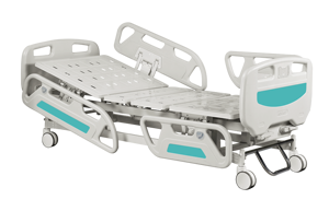 <span class=keywords><strong>Lit</strong></span> d'hôpital à deux fonctions avec tête <span class=keywords><strong>de</strong></span> <span class=keywords><strong>lit</strong></span> en ABS et <span class=keywords><strong>barre</strong></span> en acier, système manuel à deux manivelle - Product Image 3