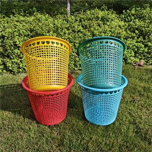 Cubo de basura de plástico cilíndrico hueco para uso en interiores, para el hogar, oficina, cocina, dormitorio, baño - Product Image 3