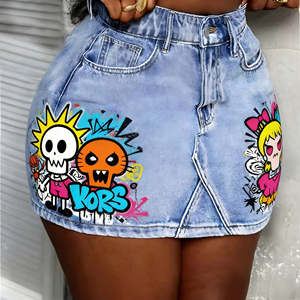 Minigonna Estiva Sexy Slim <span class=keywords><strong>con</strong></span> Micro Cintura e Volant, Pantaloncini in Denim a Vita Alta <span class=keywords><strong>con</strong></span> Grandi Tasche, Gonna in Jeans alla Moda per <span class=keywords><strong>Donna</strong></span> - Product Image 2