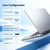 Portátil Empresarial Personalizado de 15.6 Pulgadas, CPU I7-6500U, 16GB RAM, 256GB SSD, Portátiles para Juegos OEM, Nuevos, para Estudiantes y Educación