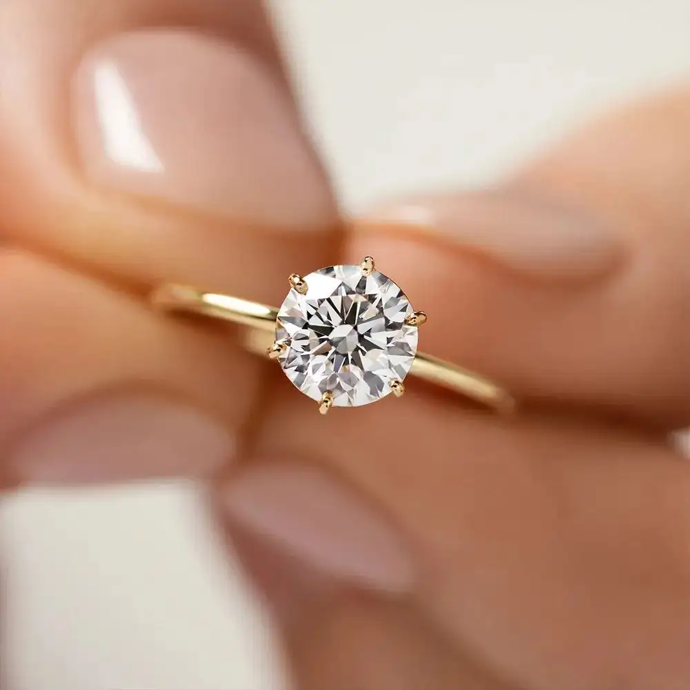 Ingrosso anelli d'argento gioielli donna oro placcato 18k 925 argento oro anello in argento reale diamante anello di nozze donna