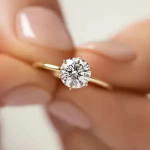 Wholesale Silver Rings Jewelry Women 18k Gold Plated 925 Sterling Silver Gold Ring Real Silver Diamond Wedding Ring Women