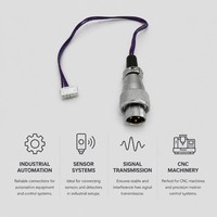 Câble de connecteur aviation mâle 3 broches étanche avec anneau de verrouillage métallique pour transmission de signal capteur industriel