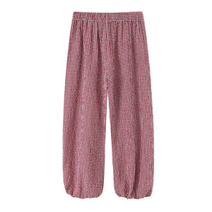 <span class=keywords><strong>Pantalon</strong></span> lanternes décontracté en coton à taille élastique et ceinture à nouer, motif écossais, pour <span class=keywords><strong>femme</strong></span>, collection 2026, fabrication OEM Chine - Product Image 2
