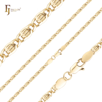 Collana a catena con maglie piatte a chiocciola FJ Fallon Fashion Jewelry 54100423 da 4,3 mm, placcata oro giallo 14K, base in ottone