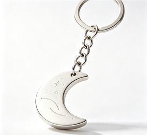 Silver Moon <b>Key</b> Chain Copper Metal Pendant Chain <b>Ring</b> <b>Accessory</b> Gift Souvenir - Product Image 2