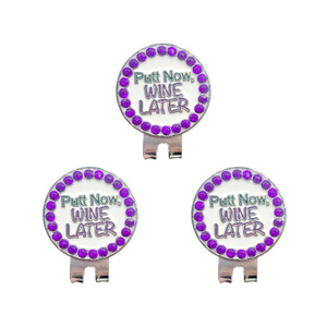 Marqueur <span class=keywords><strong>de</strong></span> balle <span class=keywords><strong>de</strong></span> <span class=keywords><strong>golf</strong></span> en métal portable avec clip pour chapeau, motif '<span class=keywords><strong>Putt</strong></span> Now Wine Later', accessoires <span class=keywords><strong>de</strong></span> <span class=keywords><strong>golf</strong></span> amusants - Product Image 5