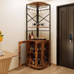Estante <span class=keywords><strong>para</strong></span> vino, armario de esquina con puerta de malla, armario de barra de esquina con estante ajustable, armario de barra de licor <span class=keywords><strong>para</strong></span> el hogar - Product Image 2
