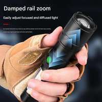 Lampe torche tactique LED rechargeable par USB en alliage d'aluminium avec lumière latérale COB, 1000+ lumens, portée du faisceau 400-500 m, indice de protection IP54