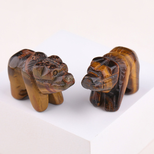 Mini <span class=keywords><strong>Figurine</strong></span> de sculpture d'ours en cristal, Quartz de guérison, œil de tigre sculpté, animaux, cadeaux de décoration - Product Image 5