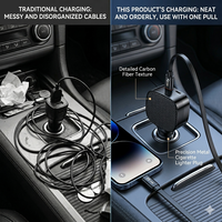 Chargeur de voiture 3 en 1 85W, adaptateur de chargeur de voiture USB C rétractable 65W PD, double type-C USB-A QC3.0 12V/24V, chargeur de téléphone universel pour voiture