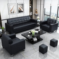 Ensemble de canapés de direction de luxe en cuir 3 places, canapé de réception pour PDG, mobilier moderne pour hall d'hôtel commercial, vente en gros