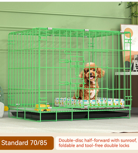 Cage pliable en fil d'acier thermolaqué avec porte simple/<span class=keywords><strong>double</strong></span> et plateau en plastique anti-fuite pour chiens et chats, idéale pour l'entraînement en intérieur - Product Image 2