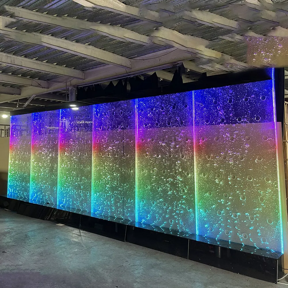 Yeni tasarım duvara monte su dans kabarcık duvar dekoratif aydınlatma kapalı yapay şelale çeşme