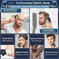 Tondeuse multifonctionnelle 6 en 1 pour homme, lame flottante 9D, étanche IPX6, rasoir à barbe rechargeable, utilisation à domicile et en voyage