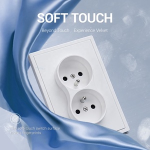 16A phích cắm ổ cắm kép tiêu chuẩn Châu Âu pháp ổ cắm chống cháy PC Bảng điều chỉnh 250V điện treo tường trang trí ổ cắm - Product Image 5