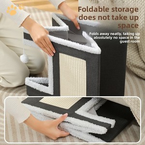 Nichoir isolé et scellé à double couche pour chats et chiens, <span class=keywords><strong>banc</strong></span> pour animaux de compagnie avec griffoir intégré et maison pliable pour le rangement - Product Image 4