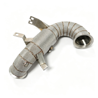 Knalpot Performa High Flow SS304 dengan Pelindung Panas dan Katalis 200 Cell, Cocok untuk Mercedes AMG A45 A45S M139 W177 2019-2022 Euro 6
