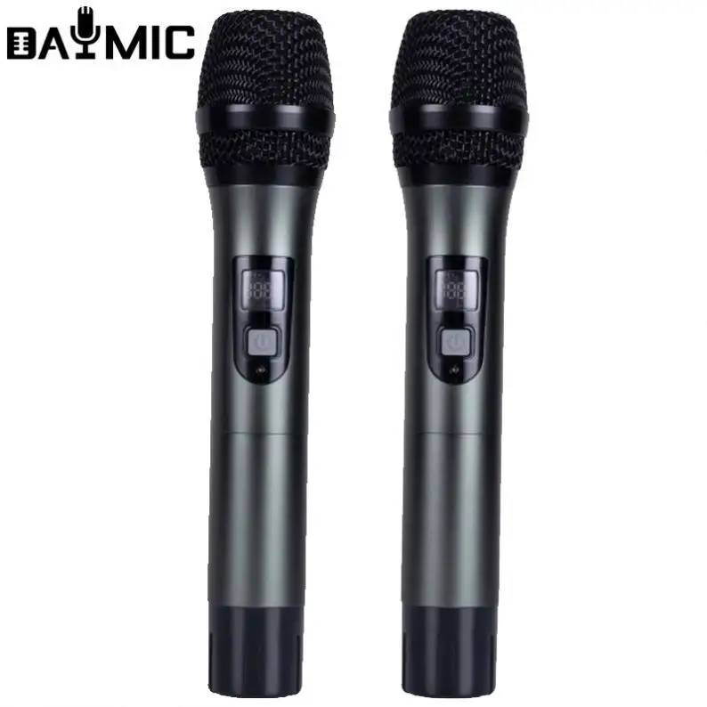 Microfone sem fio com mini receptor recarregável mão puxar caixa microfone 600-690MHZ freqüência logotipo OEM