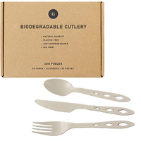 Ensemble de couverts biodégradables en Pla jetables, emballage individuel, couteau lourd, fourchette, cuillère, ustensiles en plastique