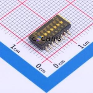 DSHP08TSGET DIP Switch SMD-16P,5.4x11.7mm Switch Flat Toggle, Groove Type Single Pole Single Throw 8 Gull Wing Type - Product Image 1