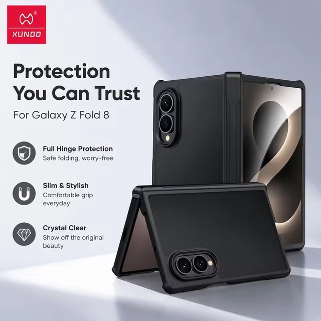 Xundd Phone Case for Samsung Galaxy Z Fold 8 Ultra 8 7 6 5 4 with Screen Protector Hinge Shockproof Protection Armor Back Cover