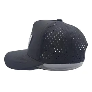 Plan de alta calidad Unisex 5 Panel sombrero impermeable láser perforado Nylon sombrero deportes gorras de béisbol