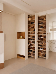 Mueble Zapatero a Medida con Estantes Extraíbles, Organizador <span class=keywords><strong>de</strong></span> Zapatos <span class=keywords><strong>de</strong></span> Entrada <span class=keywords><strong>de</strong></span> Piso a Techo, Armario con Puerta Abatible - Product Image 4