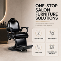 Fauteuil de Barbier Hydraulique Robuste Inclinable, Chaise de Coiffure Professionnelle en Cuir PU Noir avec Appuie-tête et Repose-pieds Ajustables