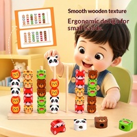 Juego de Columnas de Madera, Juego Educativo Temprano para Niños, Bloques de Apilamiento, Juguetes de Aprendizaje para Niños, Montessori 3 en 1, Juguete de Enhebrado