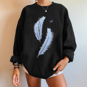 Felpe <span class=keywords><strong>con</strong></span> stampa <span class=keywords><strong>piume</strong></span> Harajuku Vintage Pullover Femme Hiver Sudadersa Para Mujer felpe da donna - Product Image 3