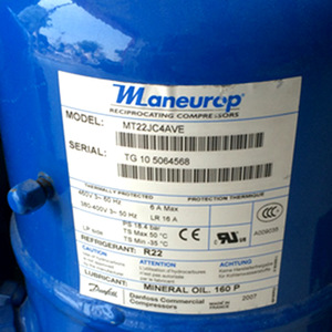 Compresseur de réfrigération Danfoss Maneurop MT22JC4AVE R22 Huile minérale 160P Pièces de rechange pour refroidisseur de stockage frigorifique - Product Image 1