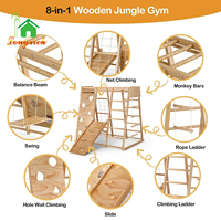Cadre d'escalade en plein air pour enfants Climber Slide PlaySets Jouet d'escalade en bois avec toboggan Grand obstacle pour enfants dans la jungle