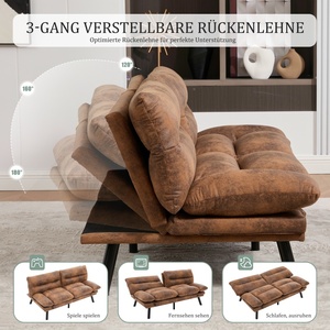 Set Divano Reclinabile Pieghevole in Pelle, Moderno a Due Posti, Ecologico e Durevole per Arredamento Soggiorno - Product Image 4