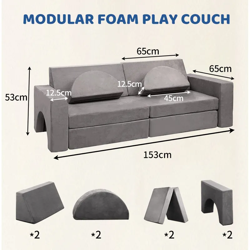 Set Sofa bermain anak-anak Modular buatan kustom Sofa konversi untuk kursi panjang furnitur lembut anak-anak untuk ruang tamu