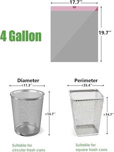 HuamaohengchunUltra Strong <b>Drawstring</b> Trash <b>Bags</b>,4 Gallon,Fragrance Free,<b>Small</b> Garbage <b>Bags</b> 30 pcs Grey - Product Image 2