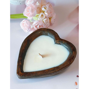Candela in Legno 'Amore Infinito' per un'Atmosfera Romantica - Product Image 3