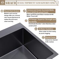 Évier utilitaire encastrable HANDSONS 33*22 pouces à cuve unique pour camping-car, en acier inoxydable 304 de calibre 16, finition nickel brossé, pour cuisine