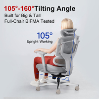 Chaise de bureau ergonomique en maille à dossier haut, accoudoirs 5D, siège en mousse inclinable multi-positions, durable, pour espace de travail professionnel et projets