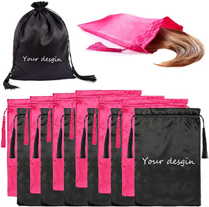 Custom Logo Wig Hair Extension Bag Packaging Drawstring Silk Wholesale Satin Bags for Wig Makeup Bag Silk Jewelry Pouch - Product Image 2