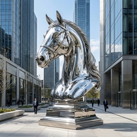 Escultura de Cabeza de Caballo de Acero Inoxidable de Tamaño Real, Acabado Cepillado, Resistente a la Corrosión, Decoración Ecuestre y de Jardín