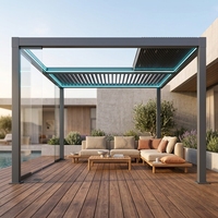 Pergola motorisée rétractable de luxe européenne 20x16 en aluminium avec éclairage solaire LED, écologique, pour jardin et gazebo