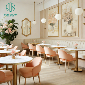 Elegante Mesa Redonda de Mármol Estilo Francés, Asientos de Cuero, Muebles para Cafetería y <span class=keywords><strong>Restaurante</strong></span>, Silla y Sofá para Cafetería - Product Image 6