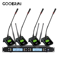Système de microphone sans fil UHF 4 canaux UGX-4G avec 4 microphones de conférence à col de cygne - Ensemble de microphones de podium professionnels pour bureau